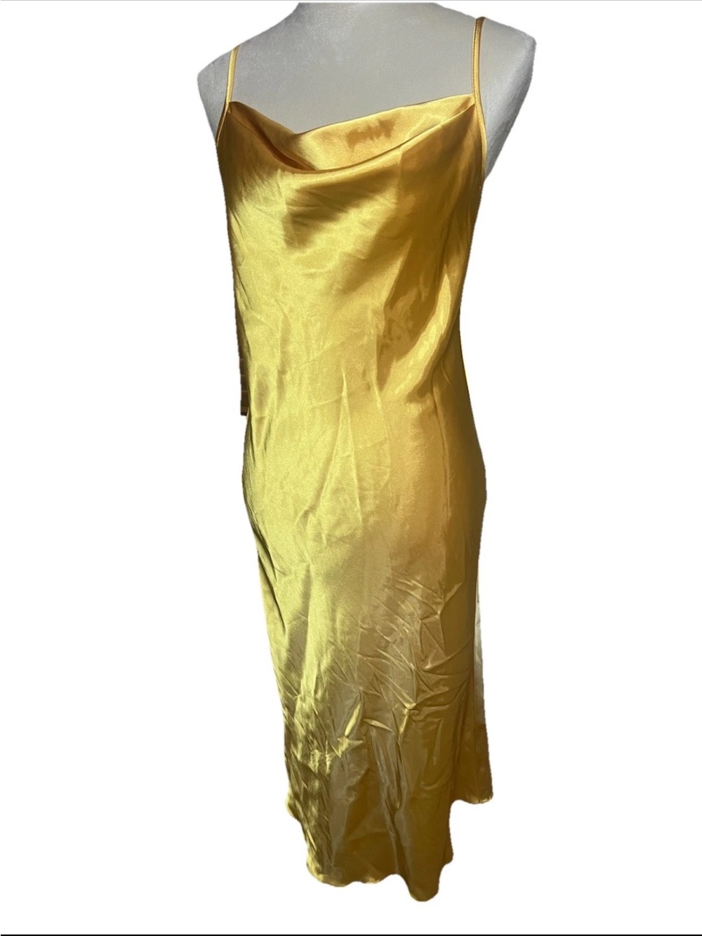 Vtg Bebe Slip Dress Womens  S Midi Drape Neckline Satin 90s Grunge Y2K  whimsy